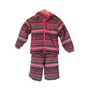 Childrens Place Pink Neon Fair Isles Puffer Jacket and Pants Set • Size S 5/6 🗣